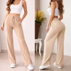 Calça feminina pantalona de moletinho no cintura alta com bolso pra inverno