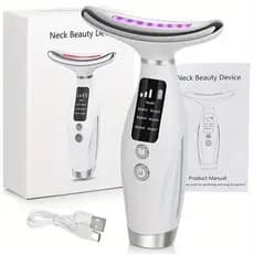 Massageador De Pele Firmeza Pescoço Led de 7 Modos Massageador Portátil Beleza para Rosto e Pescoço