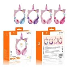 Fone de Ouvido Infantil Bluetooth Unicórnio Sem Fio com Orelhinhas LED