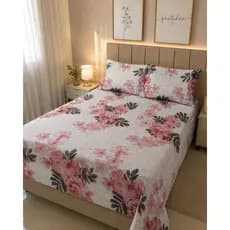Jogo de Cama Casal kit 3 Peças /Cama box, Queen Percal Toque de Algodão Lençol 2,20x2,55 + 2 Fronhas 50x70 Luxo