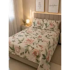 Jogo de Cama Casal 3 Peças Percal box queen Toque de Algodão Lençol 2,20x2,55 + 2 Fronhas 50x70 Luxo