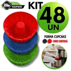 Conjunto Forma Silicone Cupcake Forminha Redonda Air Fry Microondas Assadeira Bolinho Doceria Formas
