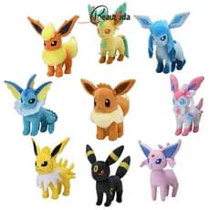 16-21cm Pokemon Eevee brinquedos de pelúcia 20cm Kawaii Eeveelution Sylveon flaleon Jolteon guarda-chuva Vaporeon brinqu