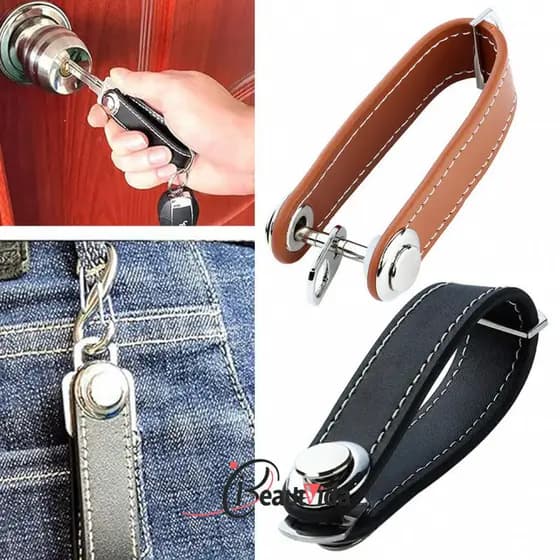 Dispositivo De Armazenamento De Gerenciamento De Chave De Bolso , Resistente Ao Desgaste , Chaveiro De Couro , Bolsa Par