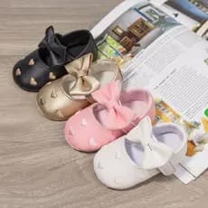 Bebê Menina Primeiro Walker Sapatos Sola Macia Couro Do Plutônio Berço Antiderrapante Arco Princesa Infantil Criança Rec