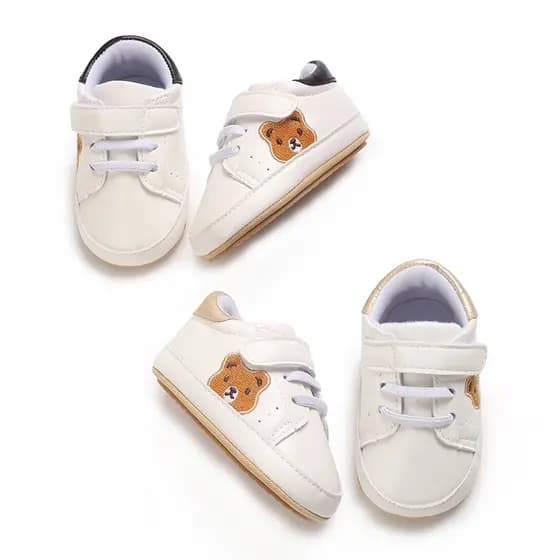 Sapatos para Primeiros Passos, Design de Urso Clássico Antiderrapante em Couro PU para Meninos e Meninas