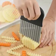 Cortador de Batata Frita em Aço Inoxidável, Faca de Cozinha para Legumes e Frutas, Cortador de Ondas e Crinkle,