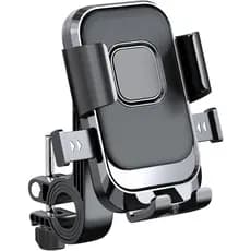Suporte para telefone rotativo de 360 graus para navegação em motocicletas, com suporte ajustável.