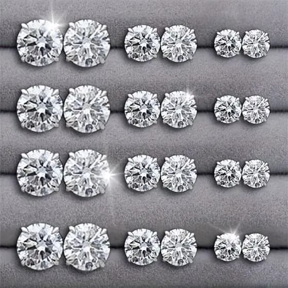Lotes Brincos De Zircônia Brancos Homens Mulheres Redondos De Aço Inoxidável Simples/3mm，7mm，8mm，10mm，12mm