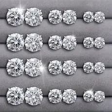 Lotes Brincos De Zircônia Brancos Homens Mulheres Redondos De Aço Inoxidável Simples/3mm，7mm，8mm，10mm，12mm