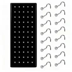 Kit  40/80 Piercing de Nariz Cristal Dobrar/Reto/Argola lindo aço inox