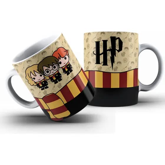 Caneca Harry Potter Cartoon Branca Presente Personalizado