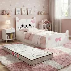Cama Infantil Encanto Montessoriana Juvenil  com Proteção Lateral Baixa Segurança Com Colchão