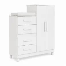 Cômoda Bebê Infantil com Guarda Roupa 4 Gavetas Organizador de Roupas Quarto de Bebê Branco