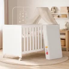 Berço Americano 3 Em 1 Multifuncional MDF Com Colchão Mini Cama Sofá Regulagem De Altura Rodízios