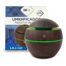 Umidificador De Ar Noturno Ultrassônico De Led Redondo 130ml Cor Tabaco