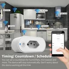 Tomada Inteligente Wi-Fi Bivolt Medidor Alexa Google Tuya Smart Life Automação Casa