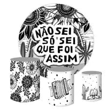 Kit Painel Redondo + Capas Cilindros Tecido Sublimado FESTA JUNINA CORDEL