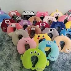 Travesseiro de Pescoço em Forma de U com Design de Animais Fofos - Conforto para Viagem