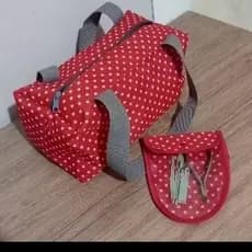 Bolsas  / frasqueira de manicure com porta alicate/acessórios de beleza/ maquiagem/bolsas organizadoras vermelha