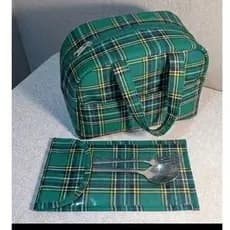 Kit bolsa térmica com porta talher/frasqueira térmica/marmiteira térmica