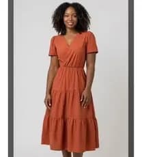 Vestido feminino Midi três Marias acinturado Tam G rodado moda evangélica