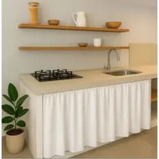 Cortina de Pia Cozinha Moderna Lisa 0,80cm em Tecido Pronto Envio