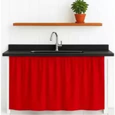 Cortina de Pia Cozinha Bancada Moderna Lisa de 1,50m x 0,80cm em Tecido Vermelha
