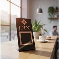 Placa PIX Acrílica QR Code Display de Mesa Balcões