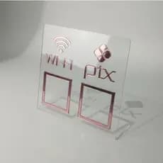 Placa Display Cristal Rosa Wifi/Pix QR Code Dupla Funcionalidade
