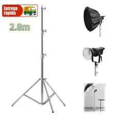 Tripe Iluminacao Profissional Estúdio Foto/vídeo Inox 2,8m Prata com Bolsa  Design Dobrável