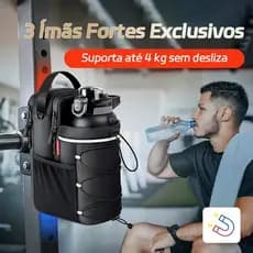 Bolsa Magnética para Garrafa de Academia, 3 Ímãs Reforçados com Faixa Refletiva, Porta Garrafa de Grande Capacidade