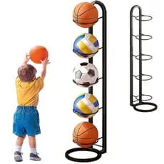 Suporte Armazenamento Bolas Basquete, Todo em Metal, Economiza Espaço, Organizador Esportivo