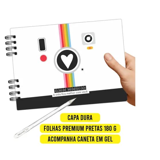 Álbum Scrapbook Casal Romântico Dia dos Namorados COM FOTOS INCLUSAS + Caneta Gel Branca Capa Dura 20 Folhas 40 Páginas