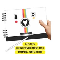 Álbum Scrapbook Casal Romântico Dia dos Namorados COM FOTOS INCLUSAS + Caneta Gel Branca Capa Dura 20 Folhas 40 Páginas