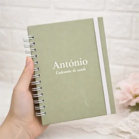 Caderneta de Vacinação Saúde Personalizada com Nome de Menino | Modelo Minimalista | Letra Branca