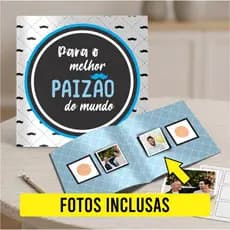 Presente Criativo Dia dos Pais | Álbum de Memórias em Figurinhas Personalizado para Pai + chaveiro com foto