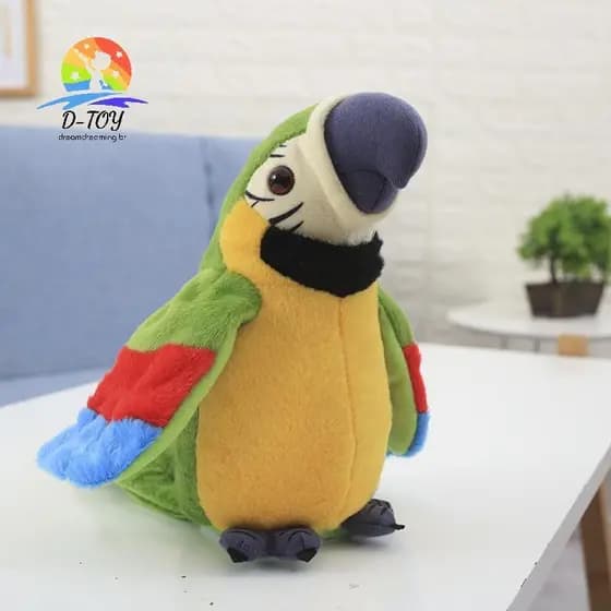 D-Toy Falando Arara Papagaio Repetir O Que Você Diz Brinquedo De Pelúcia Animal Registro Eletrônico Pássaro Animado Brin