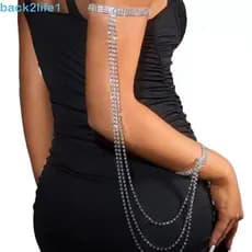 Corrente De Braço Com Borla BACK2LIFE1 , Pulseira Ajustável Para Cima E Baixo Longa De Strass Brilho Multicamadas