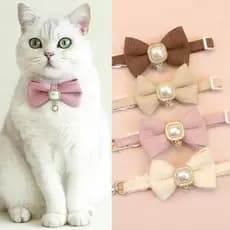 Coleira Para Animais De Estimação De Tamanho Ajustável , Laço De Pérola , Acessórios Pescoço De Cachorro , Colar De Gato