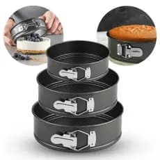 Kit 3 Formas de Bolo com Fundo Removível Antiaderente para Assadeira Para Bolos e Tortas Não Gruda