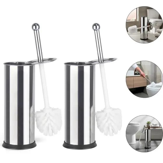 1 ou 2 Escova Sanitária Aço Inox Com Suporte Antiferrugem Fácil Limpeza Moderna Higiene Premium