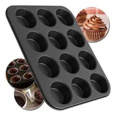 1 ou 2 Forma de Cupcake 12 Cavidades Antiaderente Assadeira Pão de Queijo Brownie Cookie