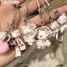 SUPERTOY Dos Desenhos Animados Bonito Sanrio Olá Kitty Chaveiro Saco Fone De Ouvido Caso Pingente Kawaii Corrente Do Tel