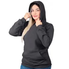 Blusa Casaco Moletom Feminino Com Capuz Canguru Varias Cores Liso Sem Estampa