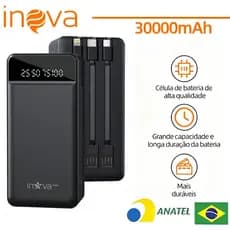 INOVA power bank 30000mah turbo viagem Carregador Portátil Universal Original 3 cabo dados