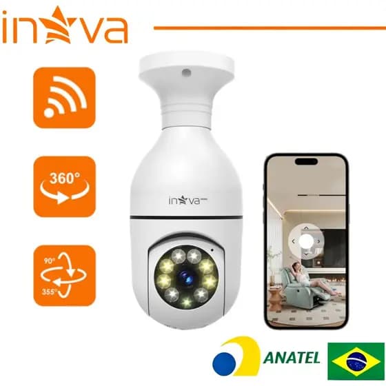 INOVA Câmera WiFi PTZ 1080P IP44 360° Visão Noturna Áudio Bidirecional Detecção de Movimento ICSEE