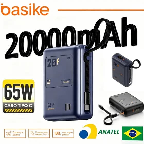 Basike 65W banco potência portátil certificado 20000mAh carregamento rápido grande capacidade 10000
