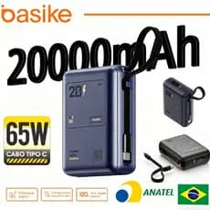Basike 65W banco potência portátil certificado 20000mAh carregamento rápido grande capacidade 10000