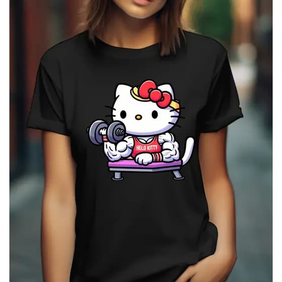 Camiseta Feminina Casual Camisa de Treino Hello Kitty Maromba look de treino Plus size